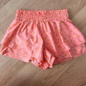 JoyLab Pink Ruffle Shorts with Yellow Floral Detail